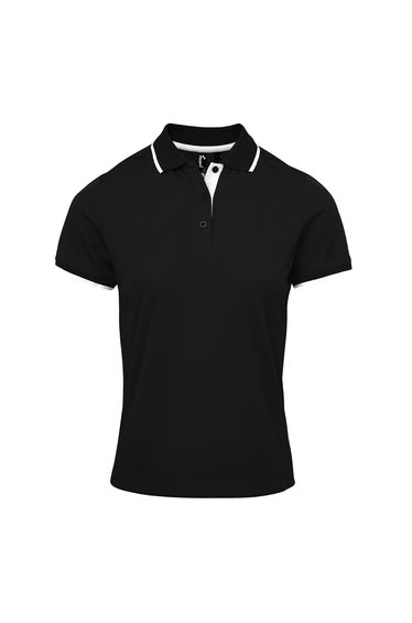 Premier Womens/Ladies Coolchecker Contrast Pique Polo Shirt - Black/White