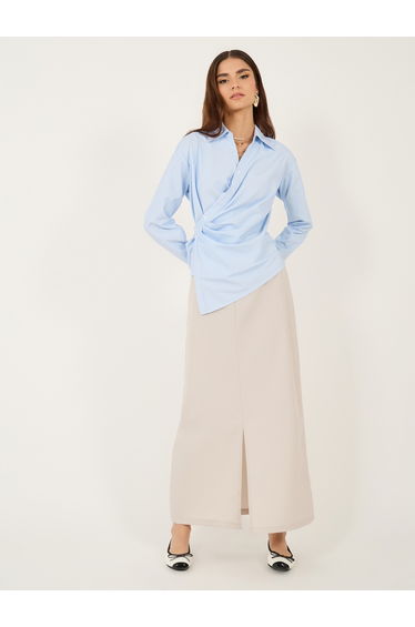 Solid Wrap Collared Regular Fit Shirt