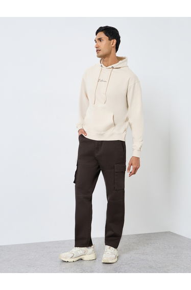 Men Coffee Brown Relaxed Fit Cargo Pants