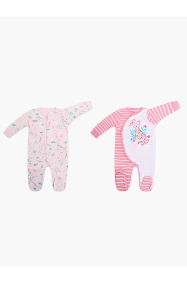 Pack of 2 - Soft Cotton Baby Footed Sleepsuit