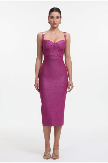 Ziriy Sleeveless V-Neck Bandage Purple Maxi Dress