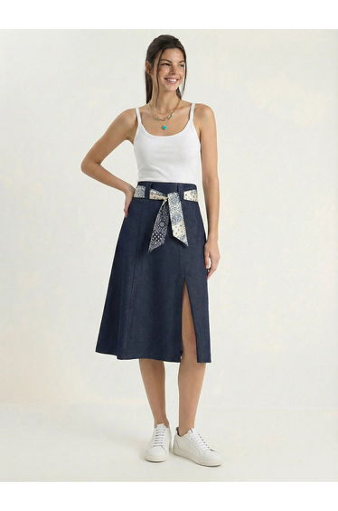 LUCCI High Waist Midi Skirt with Slit
