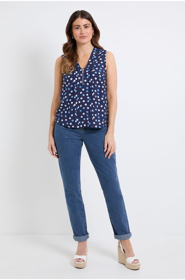 Pleated Zip Detail Cami Top