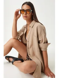 ISTANBUL Oversized Textured Cotton Shirt with Pocket - 1