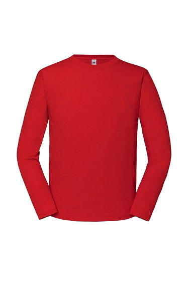 Fruit of the Loom Mens Iconic 195 Premium Ringspun Cotton Long-Sleeved T-Shirt - Red