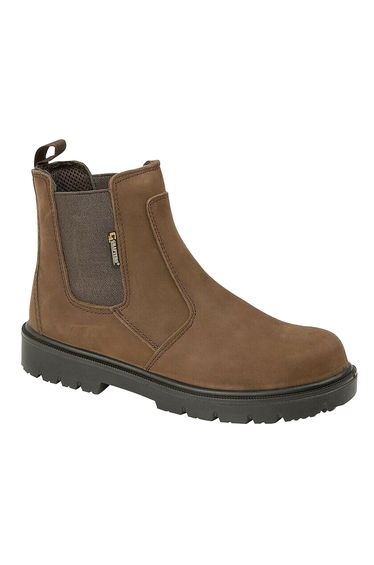 Grafters Mens Brown Waxy Leather Safety Dealer Boots - Brown