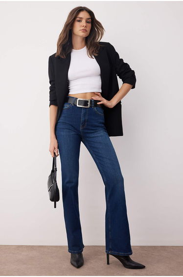 Dark blue high waist comfort/flexible comfort flare jeans