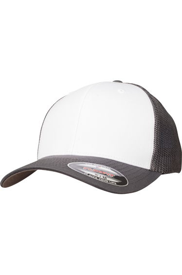 Flexfit by Yupoong Adults Unisex Coloured Front Mesh Trucker Cap - Dark Grey/White