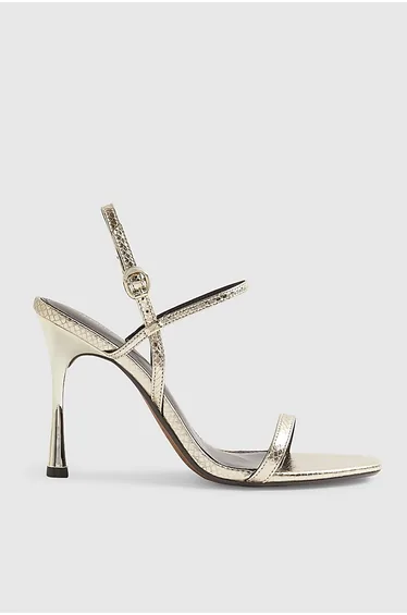 Gold Open Back High Heeled Sandal