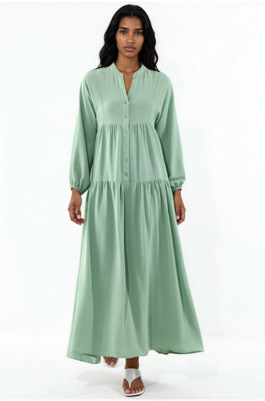 BDART V-Neck Button Closure Loose Fit Maxi Dress