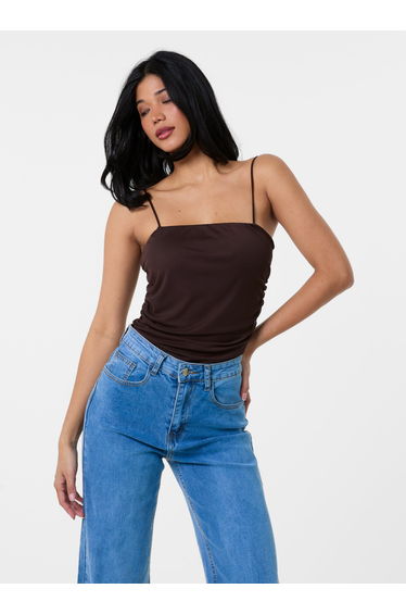 Ruched Mesh Strappy Bodysuit