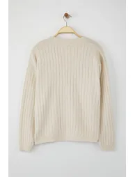 Wardrobe Essentials Stone Soft Texture Basic Wide Pattern Knit Cardigan - 1