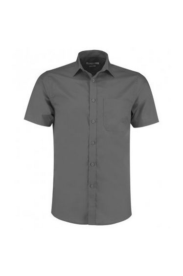 Kustom Kit Mens Short Sleeve Tailored Poplin Shirt - Graphite