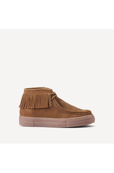 Kids Leather Ankle Boots with Fringing and Laces