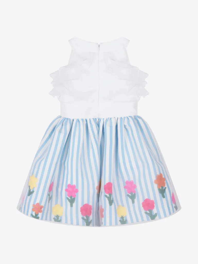 Girls Organza Layered Flower Dress in Blue - 3