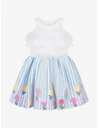 Girls Organza Layered Flower Dress in Blue - 2