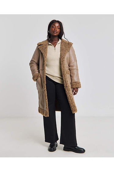 Tan Long Length PU Aviator