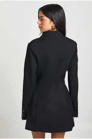فستان بليزر بأكتاف مبطنة - أسود