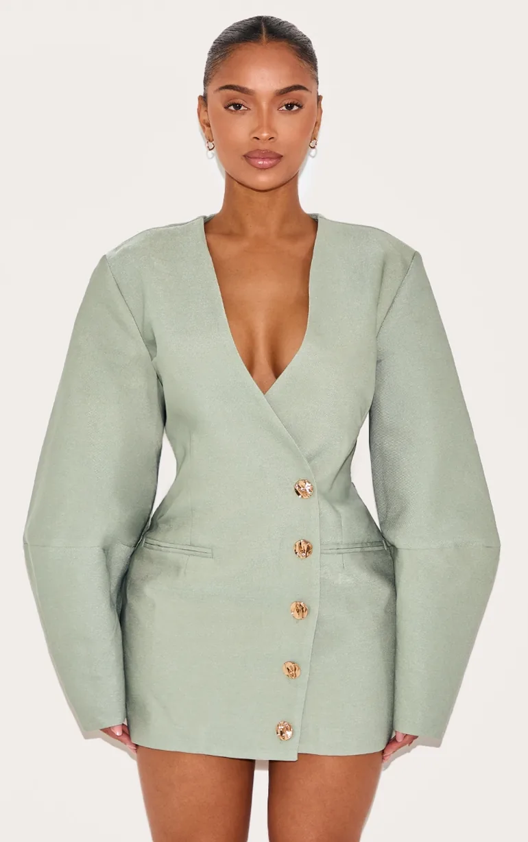 shape olive tailored cocoon sleeve a line blazer dress Red Off-shoulder Sparkly Sequin Slit Simple A-line Prom Bridesmaid Dress main image 0