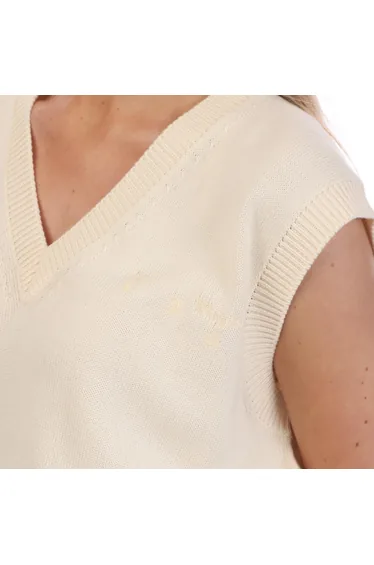 Women's Off White Swimming Man Basic Vest in Cream