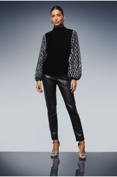 Velvet Sequin Sleeve Blouse