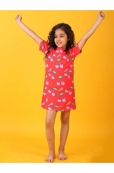 Cherry Print Mini Night Dress