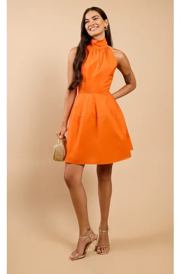 Soraya Orange Halterneck Mini Dress