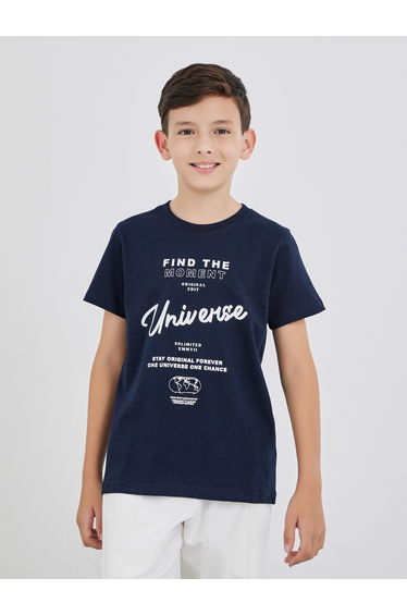 Slogan Print Round Neck T-Shirt
