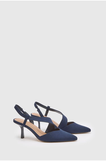 Evelyn Asymmetric Slingback Kitten Heel Comfort Sock Court Shoes