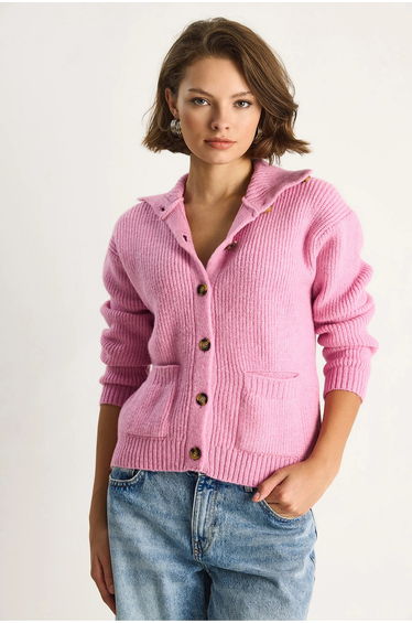 LUCCI Textured Knitwear Long Sleeve Cardigan