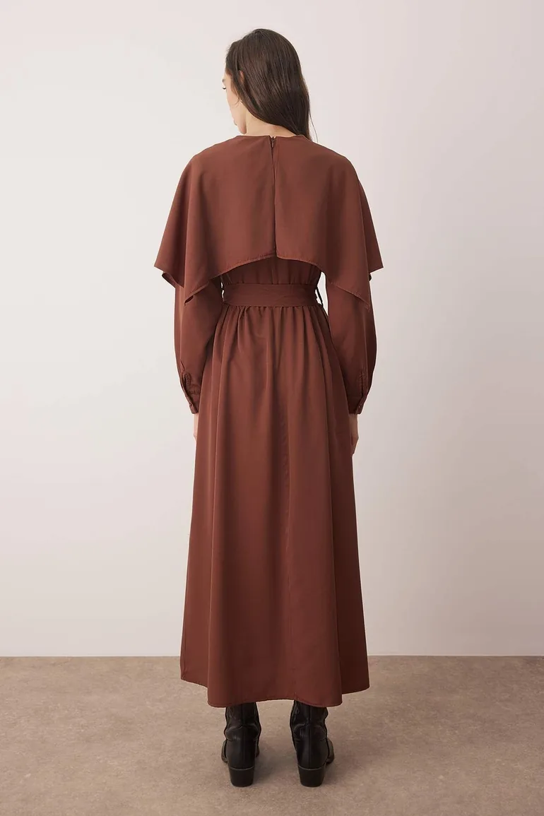 Brown Woven Terrycotton Dress - 3