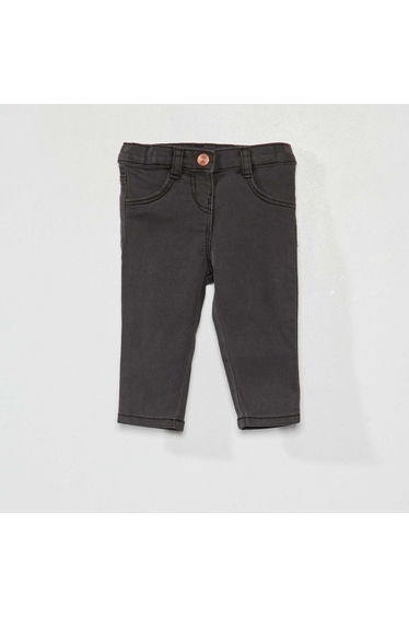 Slim-fit stretchy jeans with adjustable waist BLACK