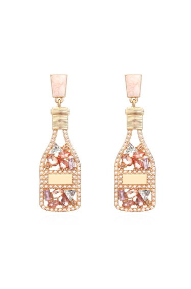 Pearl Trim Bottle Oil Spilling Earrings