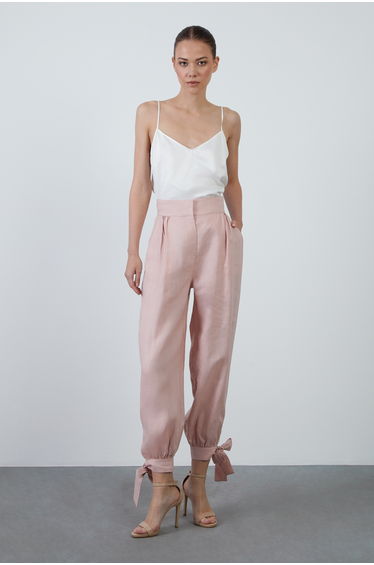 Ankle-Tie Detail Pink Pants