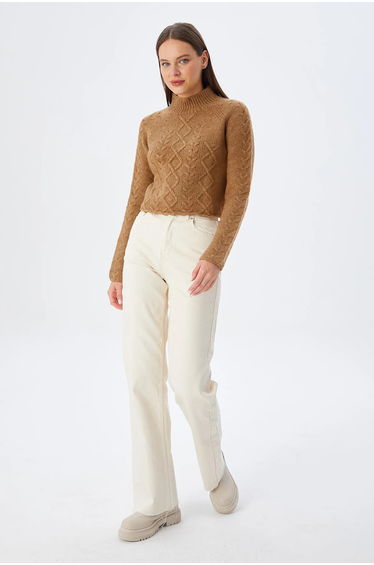 Mixray Thick Ribbed Half Turtleneck Knit Sweater