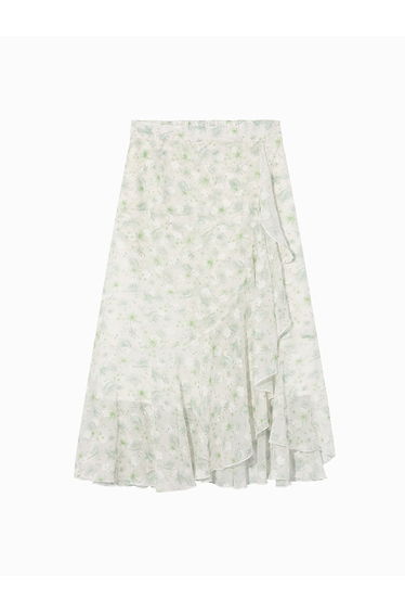 Women's Printed Skirt With Ruffles