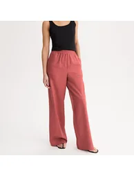 Wide Leg Trousers in Linen/Cotton with Elasticated Waistband - 1