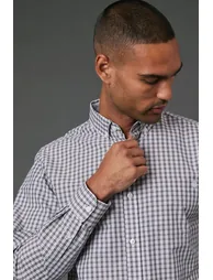 Black Plain Check Long Sleeve Shirt - 2