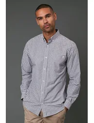 Black Plain Check Long Sleeve Shirt - 1