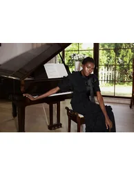 Renée 3D Flower Lace Up Maxi Dress in Black - 6