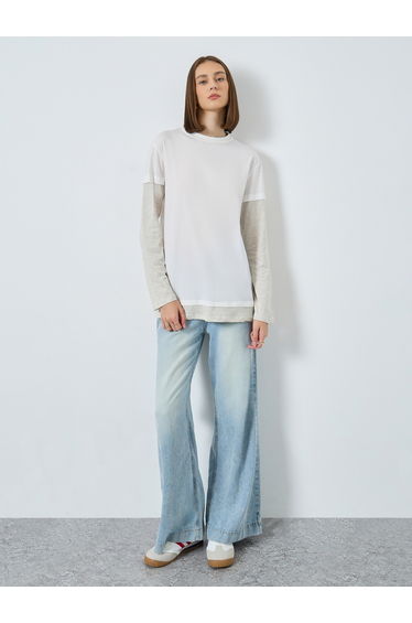 Solid Twofer Style Long Sleeve T-Shirt