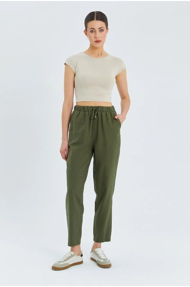 Mixray High Waist Pants with Drawstring
