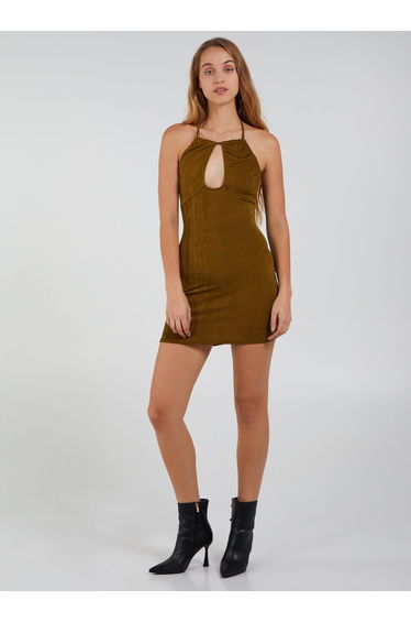 Halter Neck Slinky Mini Dress