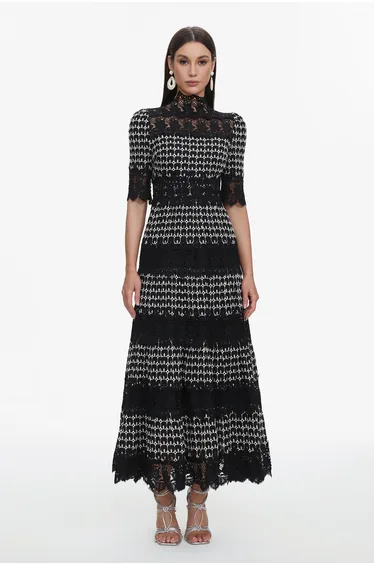 Sydnie Resort Flowy Half Sleeve Lace Maxi Dress