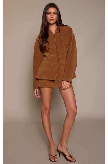 Deep Taupe Suede Mini Skirt