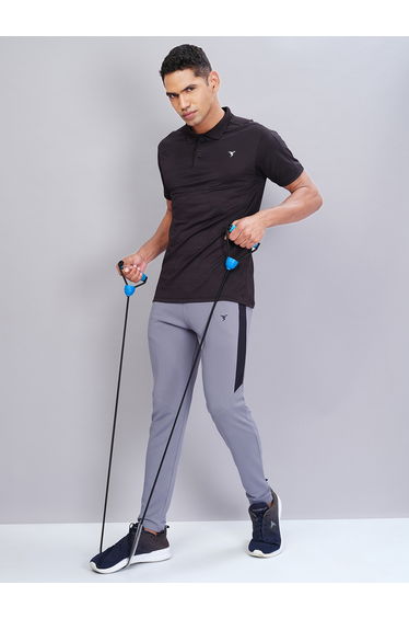 Men Contrast Side Panel Slim Fit Track Pants
