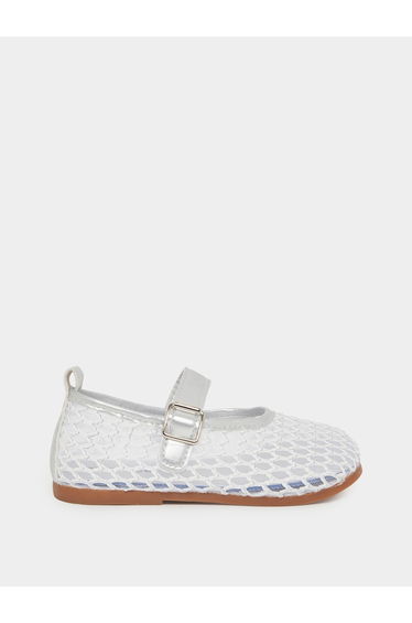 Girls Silver Mesh Ballerinas