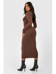 Premium Super Soft Scoop Neck Midaxi Dress - chocolate - 1