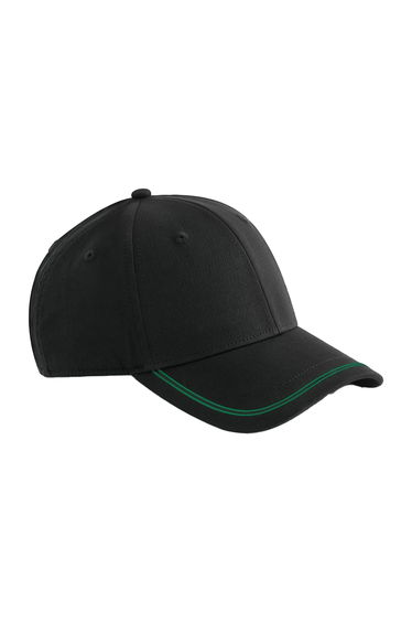 Beechfield Match Day Baseball Cap - Black/Kelly Green