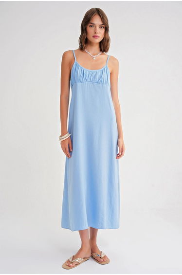 Mixray Strappy Maxi Dress with Gathered Detail